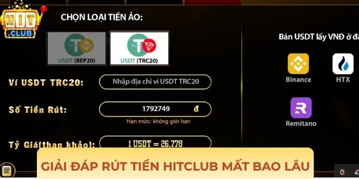 Giải đáp rút tiền Hitclub mất bao lâu với từng phương thức