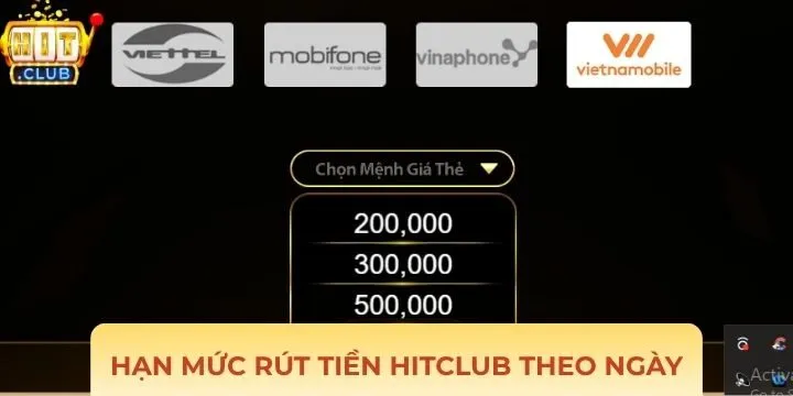 Hạn mức rút tiền Hitclub tối đa trong ngày