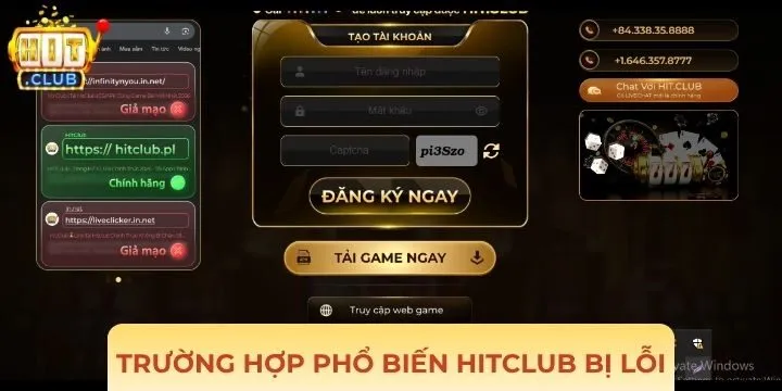 Những trường hợp Hitclub bị lỗi thường gặp hiện nay