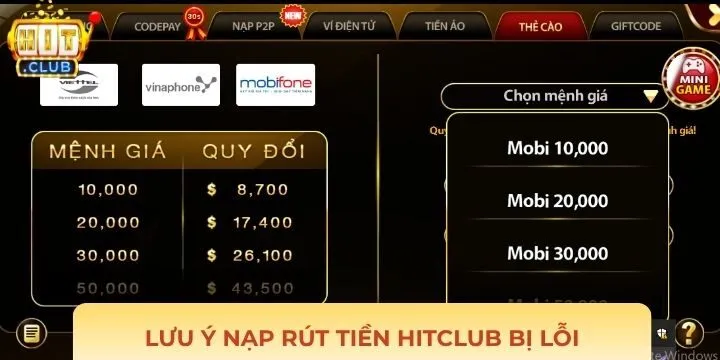 Lưu ý giúp hạn chế nạp rút tiền Hitclub bị lỗi, đảm bảo an toàn