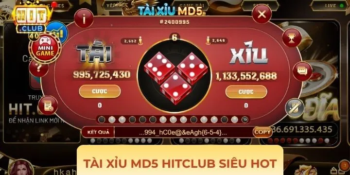 Tài xỉu MD5 Hitclub nổi tiếng cổng game được yêu thích